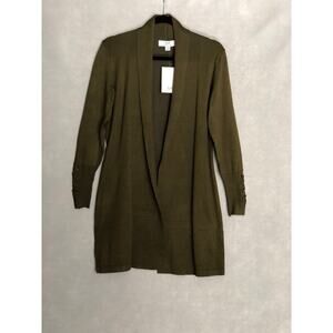 M Magaschoni Open Front Cardigan Women's Small Khaki Green NEW